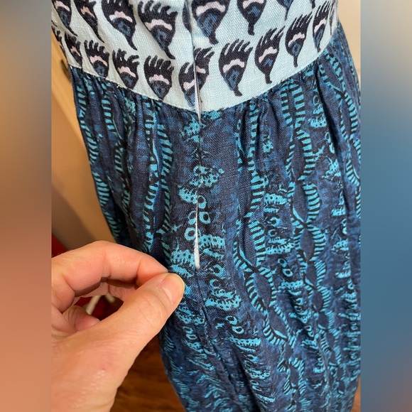Faherty Gracie Linen Bali Blue Maxi Dress Small - Picture 13 of 15